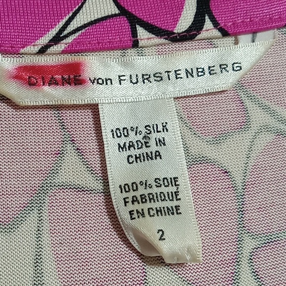 Diane Von Furstenberg SILK Womens 2 Dress PINK Used Preowned Cocktail Party - Picture 4 of 8